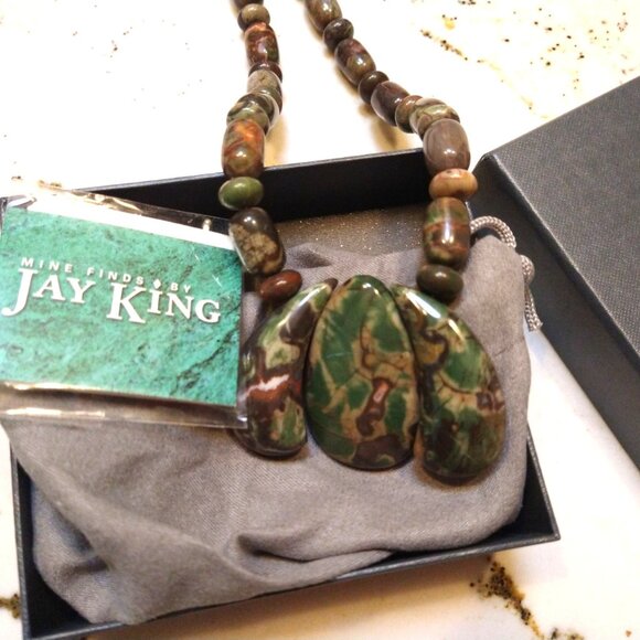 Jay King - Rainforest Jasper Necklace, Sterling Silver Clasp - Picture 4 of 5